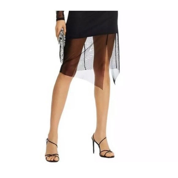 AQUA Dress Sexy Glam Illusion Ruched Knit & Sheer Mini NWT Sz XS - Picture 12 of 15